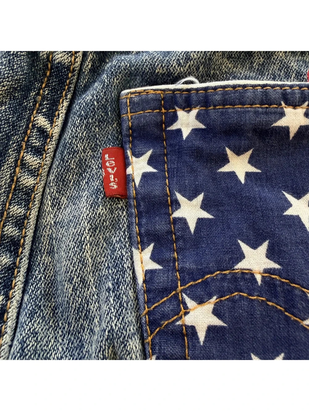 Levis 569 Reworked Cutoff Shorts W28 USA Flag Distressed Acid Wash Y2K